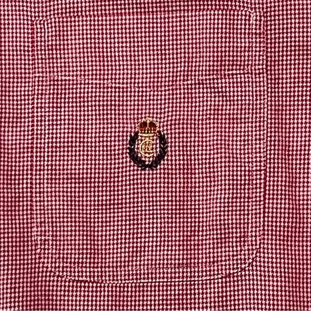 CHAPS Ralph‎ Lauren Men's L RED Checked Long Sleeve Button-Down Shirt CREST LOGO